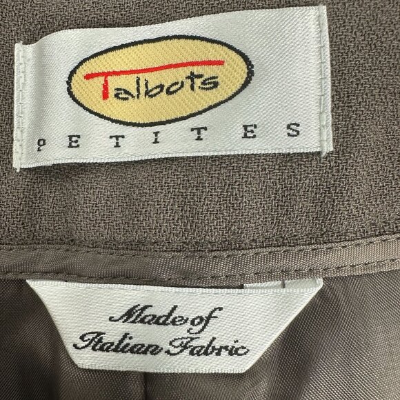 Talbots Petites Brown Wide Leg Wool Dress Pants Size 14 Made Of Italian Fabric - Picture 4 of 7